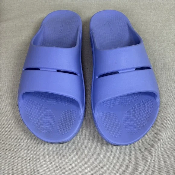OOFOS OOahh Sz 13 Womens 11 Mens Slip On Slide Recovery Sandals Purple - Picture 2 of 8